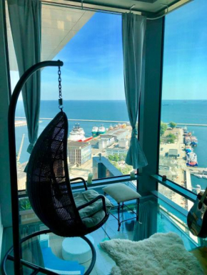 SEA TOWERS PENTHOUSE 23-24 Two-Floors Sea View Panoramic Terrace 110m2 !!! jacuzzi Gdynia